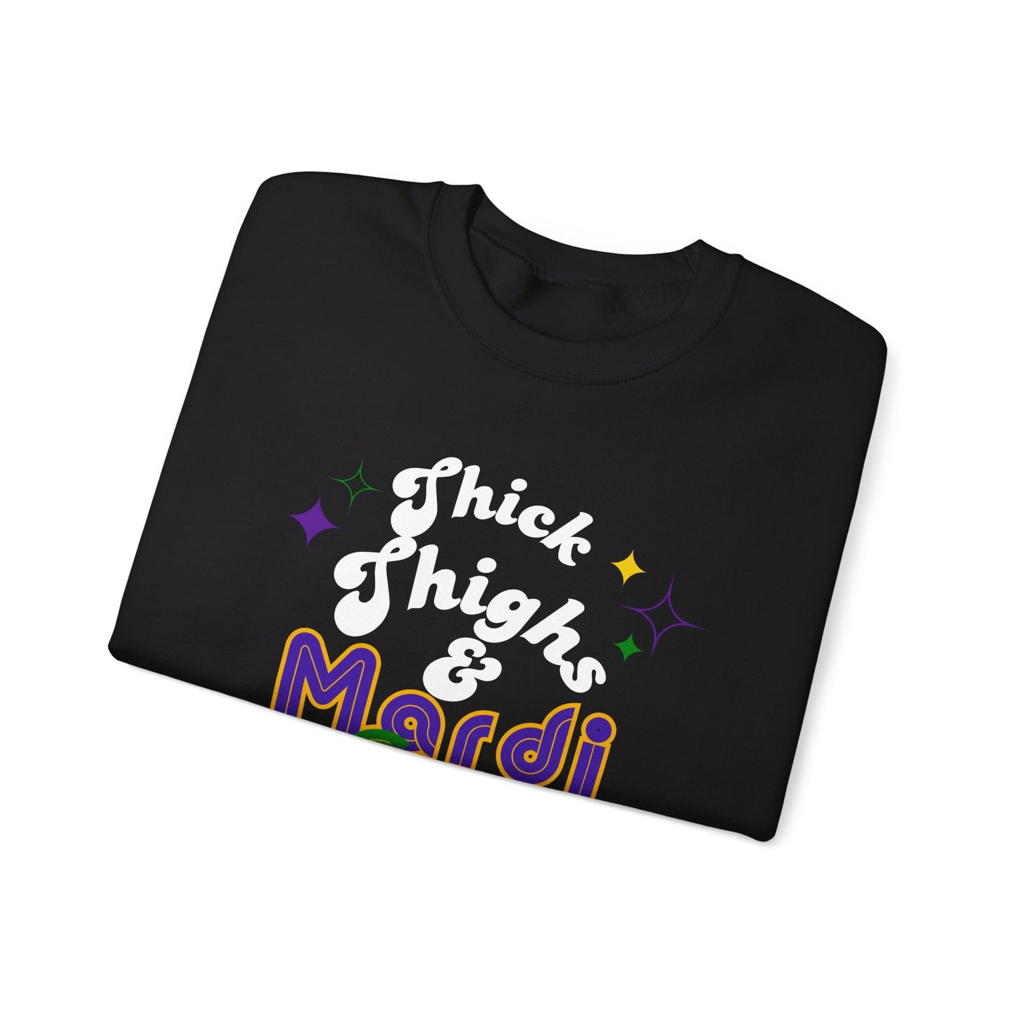 Thick Thighs and Mardi Gras Vibes Unisex Heavy Blend™ Crewneck Sweatshirt