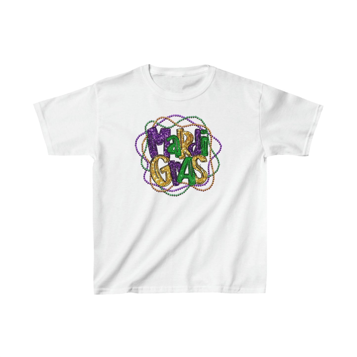 Mardi Gras with Bead Border Kids Heavy Cotton™ Tee