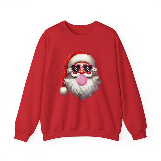 Cool Santa with Shades and Bubble Gum Design Sweatshirt