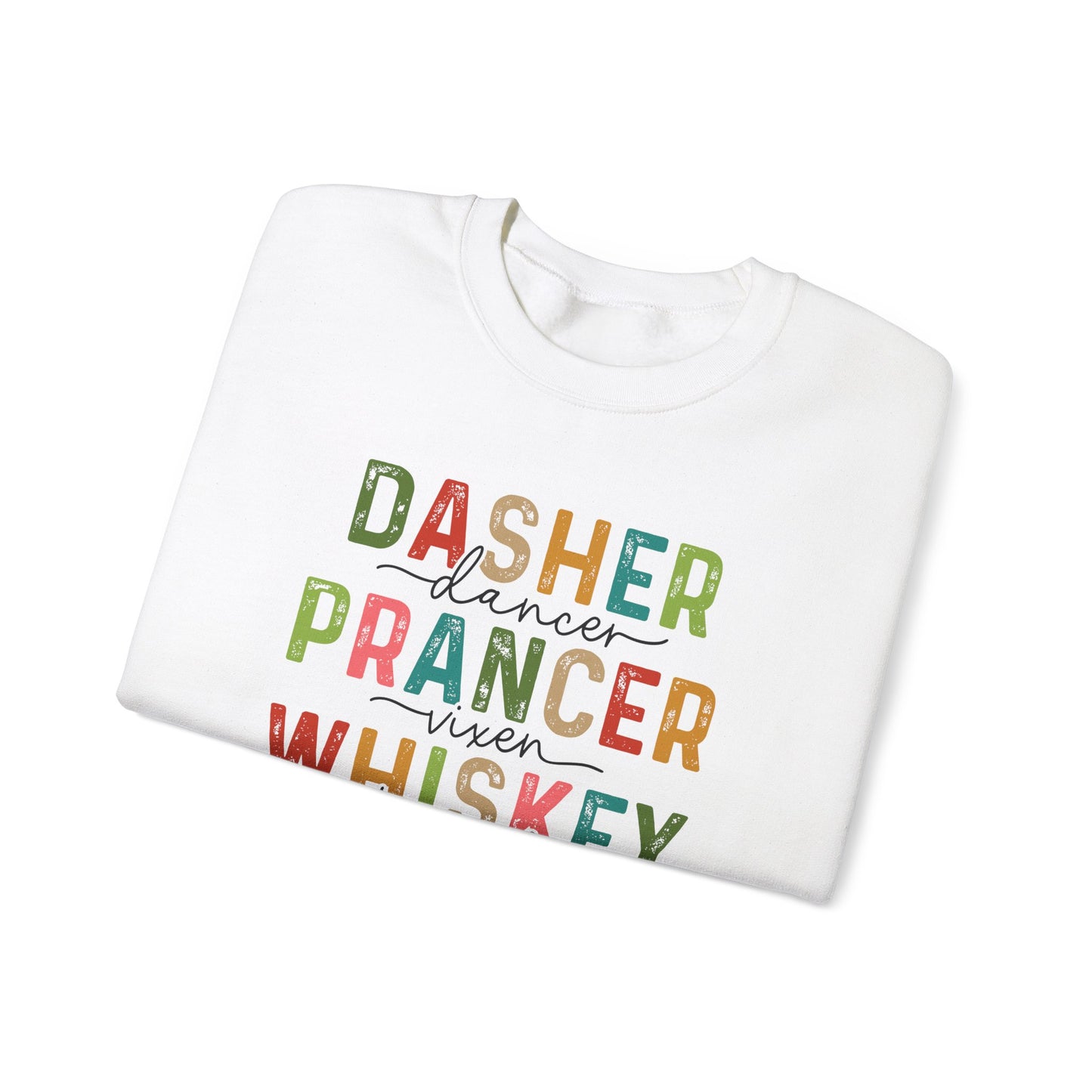 Dasher, Prancer, Whiskey, Vodka Adult Alcohol Themed Christmas Sweater Unisex Heavy Blend™ Crewneck Sweatshirt