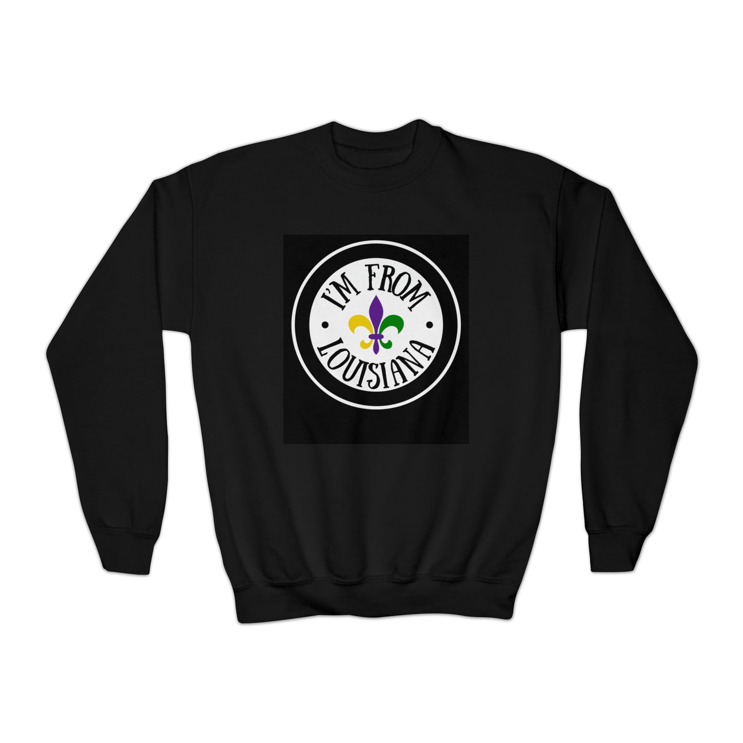 I'm From Louisiana Circle Logo Youth Crewneck Sweatshirt