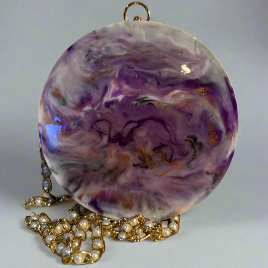 Purple Marble and Translucent Round Resin Purse