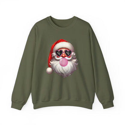 Cool Santa with Shades and Bubble Gum Design Sweatshirt