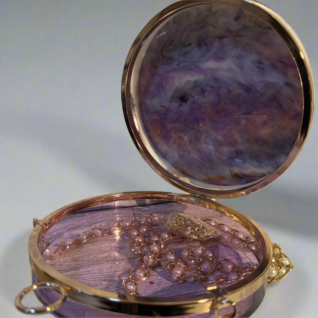 Purple Marble and Translucent Round Resin Purse