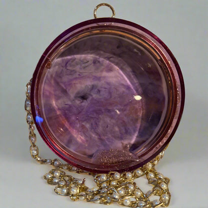 Purple Marble and Translucent Round Resin Purse