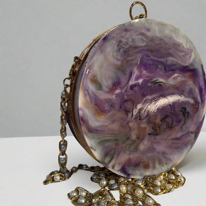 Purple Marble and Translucent Round Resin Purse