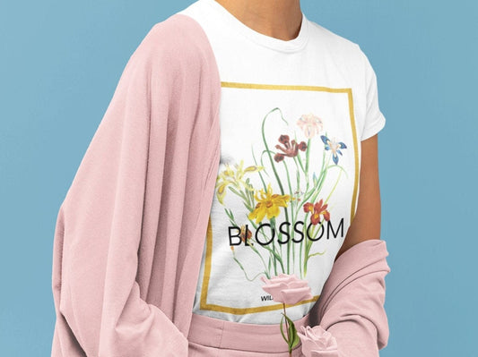 Wildflower Blossom T-shirt; 3-D Flower Design Shirt; Nature Themed Clothing; Unisex Jersey Short Sleeve Tee