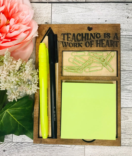 Sticky Note Stand, Pen and Paper Clip Holder, Desk Top Organizer for Teacher Appreciation